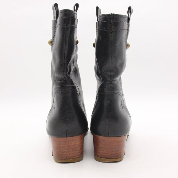 Frye Women’s Size 7 M Black Leather Wedge Ankle Boots Bootie Crepe Sole 77460 - Picture 5 of 10